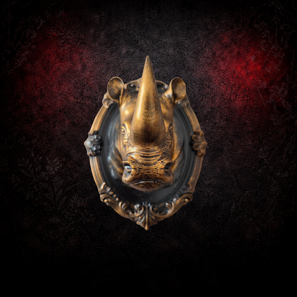 Rhino portrait in vintage baroque gothic frame