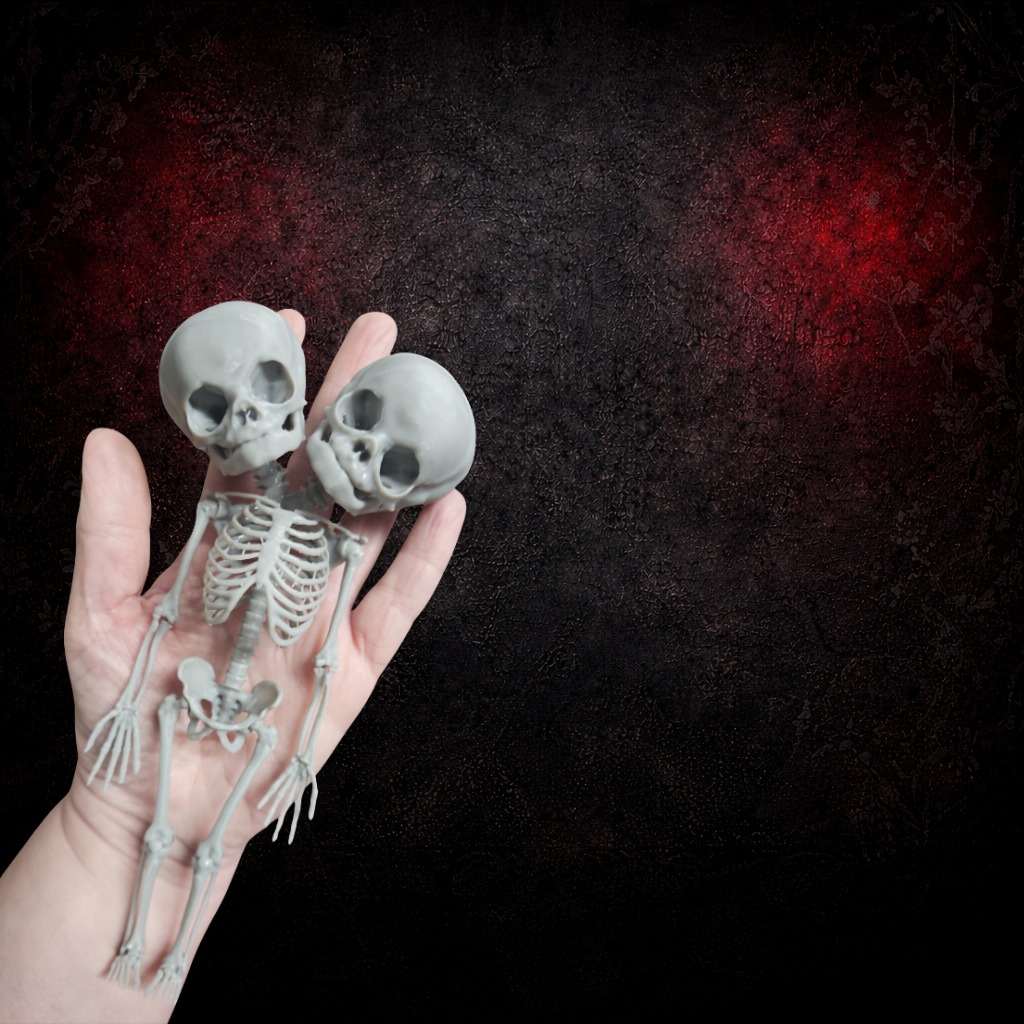 Conjoined Human Fetus Skeleton Gothic Oddity Figurine