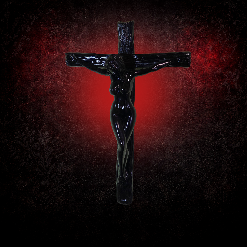 Dark crucified ornament for curiosity cabinets