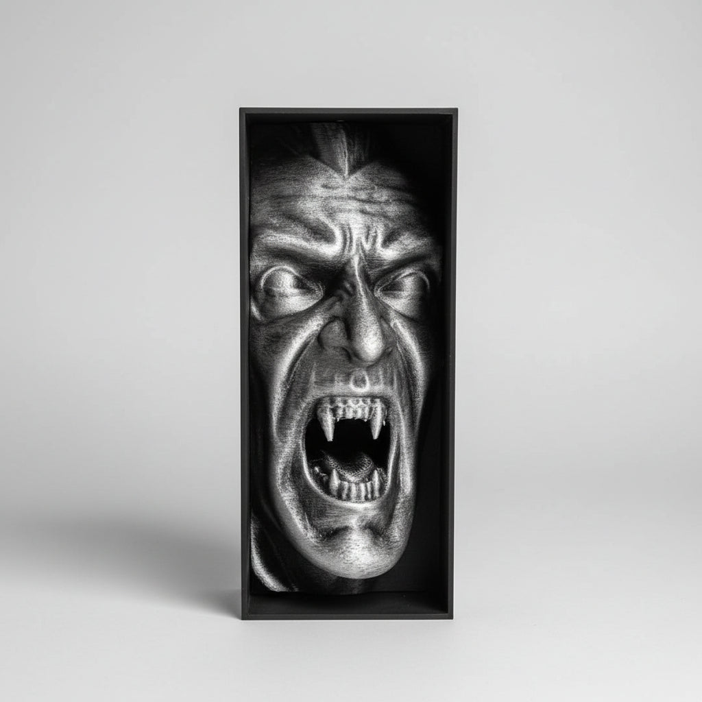 Dracula book nook placed between books gothic vampire shelf decor