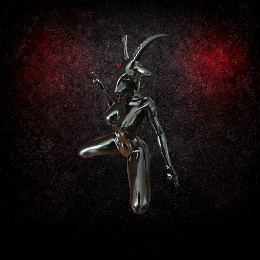 Female Baphomet gothic occult decor statue hand painted resin