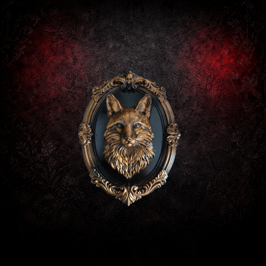 Gothic Baroque Fox Frame – Resin Printed & Hand Painted Wall Art – 3 Inch or 6 Inch