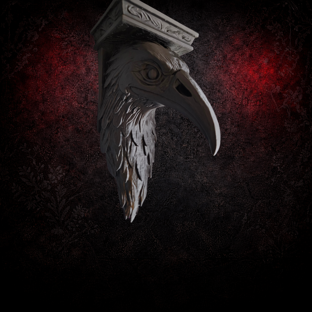 Gothic raven wall shelf corbel style wall decor