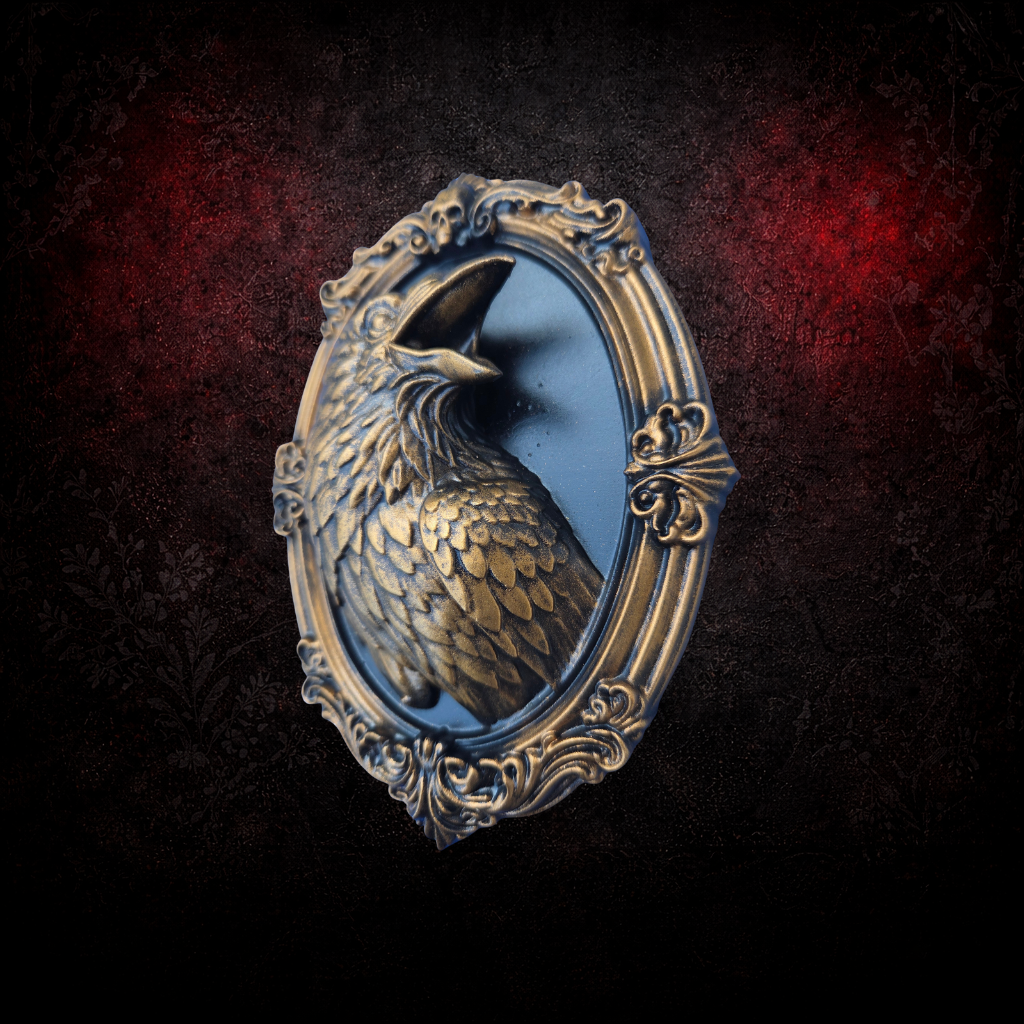 Raven Gothic Wall Frame | Dark Bird Plaque | Macabre Gothic Wall Decor