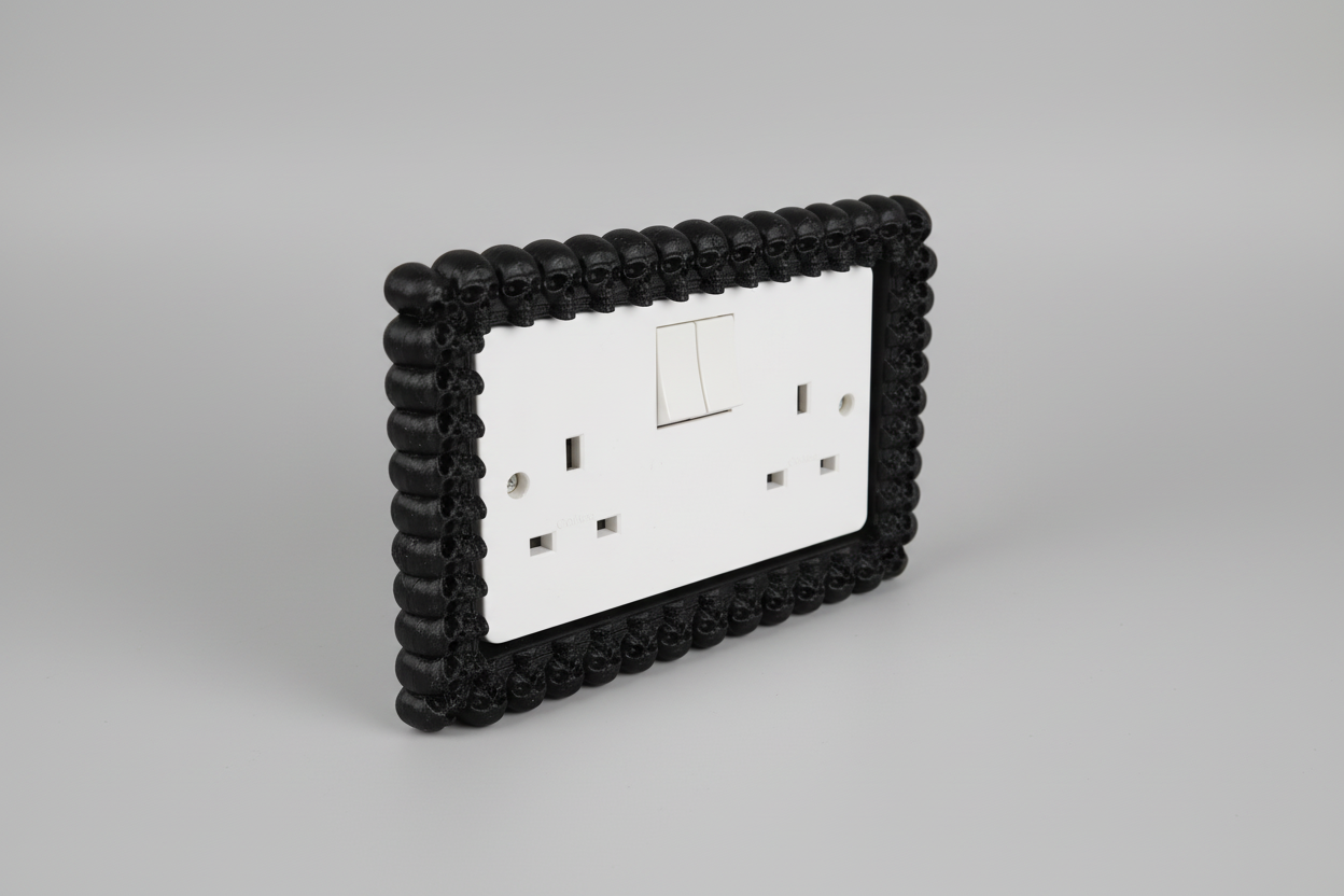 Gothic Skull Surround – Light Switch or Double Socket Cover – Resin Cast Home Decor