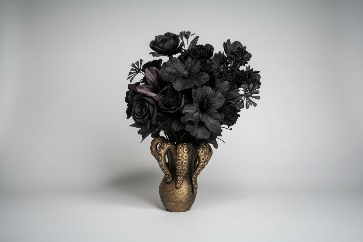 Tentacle vase hand painted bronze gothic decor