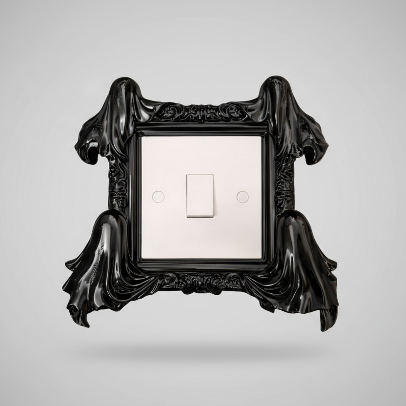 Veil of Shadows ghost light switch surround gothic resin switch frame dark home decor