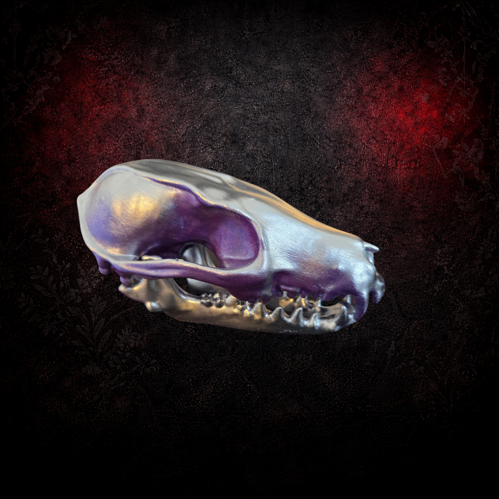 Amethyst and Chrome Faux Fox Skull