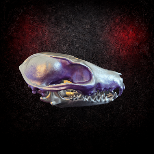 Amethyst and Chrome Faux Fox Skull