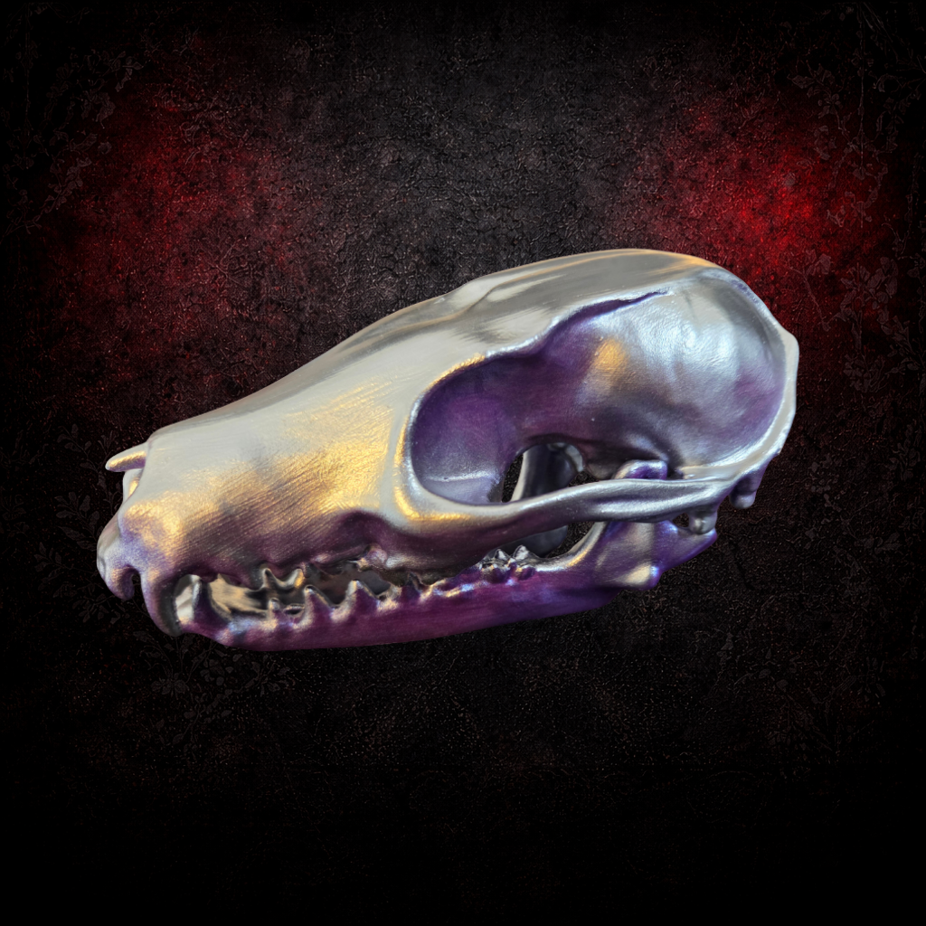 Amethyst and Chrome Faux Fox Skull