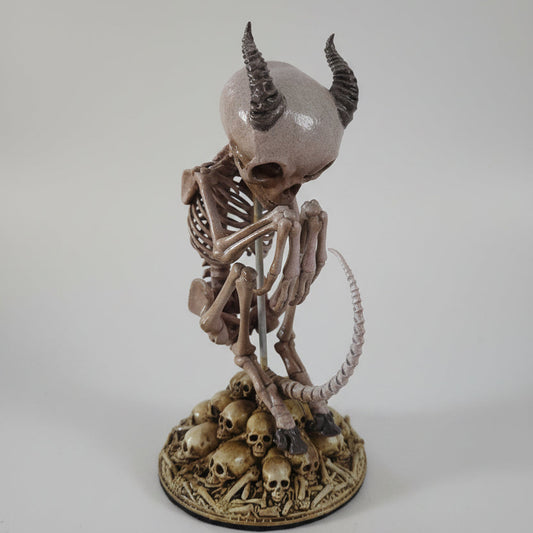 Hand painted baby imp fetus skeleton posed on skull pile display stand gothic decor
