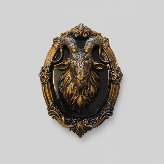 Baphomet wall plaque gothic frame occult decor
