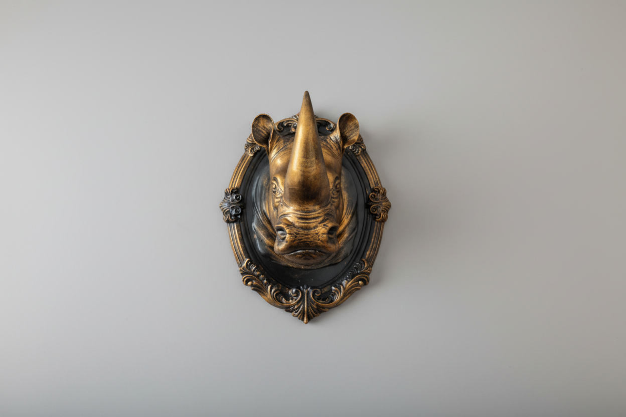 Rhino portrait in vintage baroque gothic frame