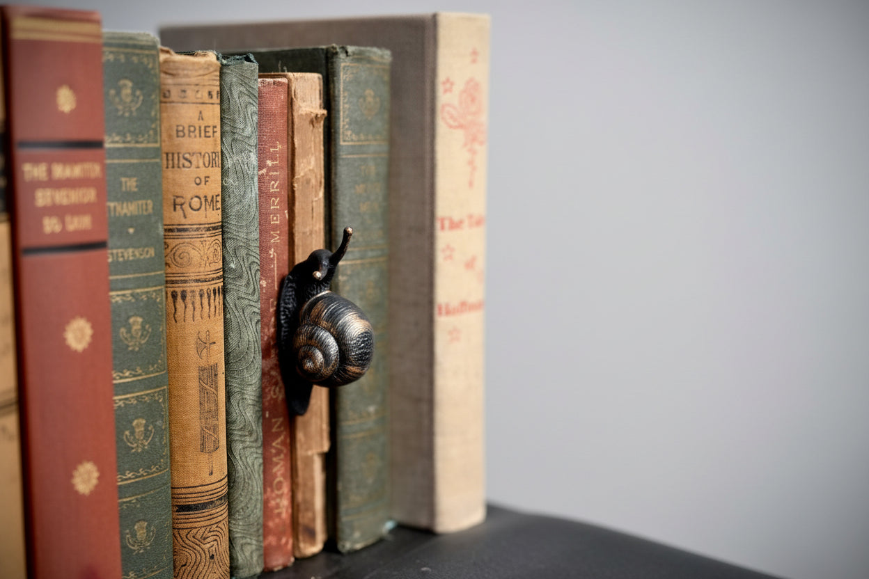 Bronze snail spine hugger gothic book decor