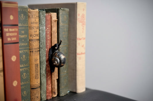 Bronze snail spine hugger gothic book decor