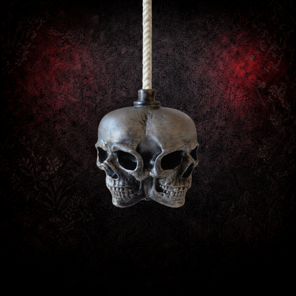 Conjoined skull light pull gothic bathroom decor