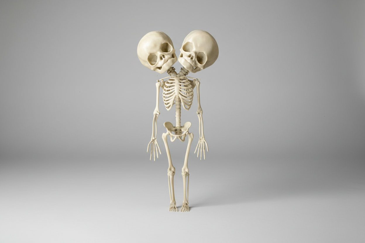 Conjoined Human Fetus Skeleton Gothic Oddity Figurine