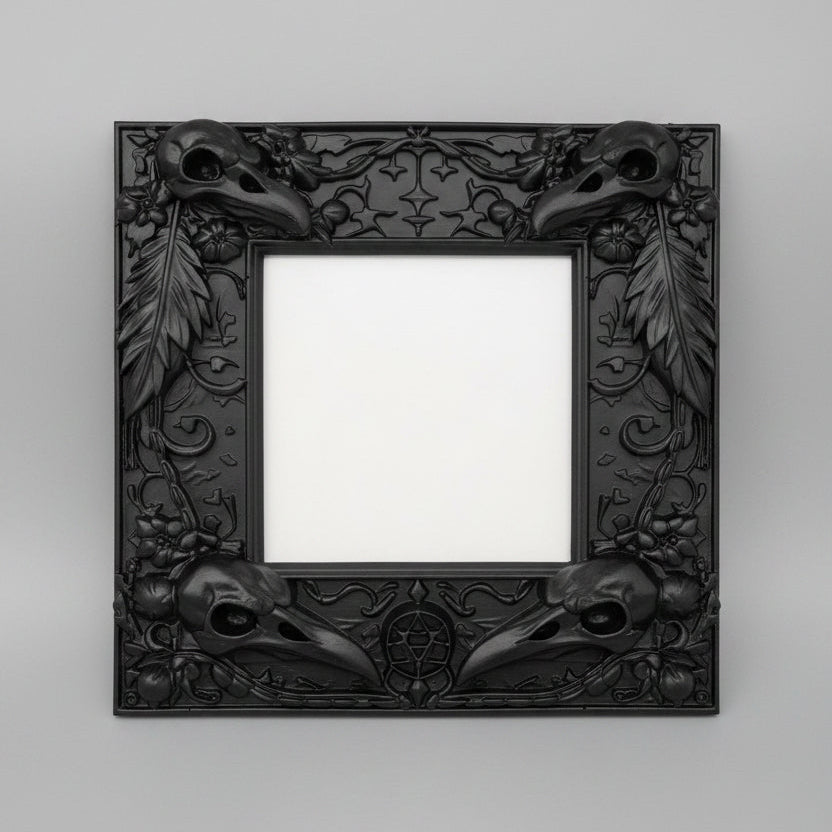 Silver hand finished raven light switch surround resin cast gothic wall decor with feather texture