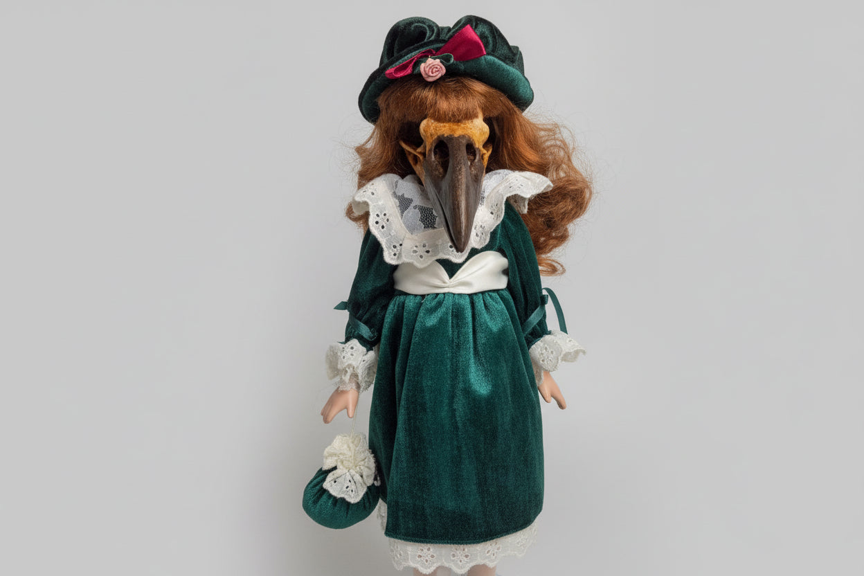 Corvina Blackfeather macabre display doll