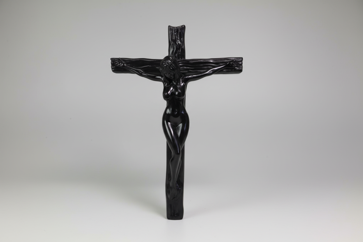 Crucified gothic figurine for alternative home decor