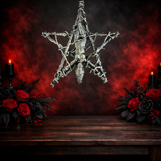 Crucified pentagram occult wall art gothic decor