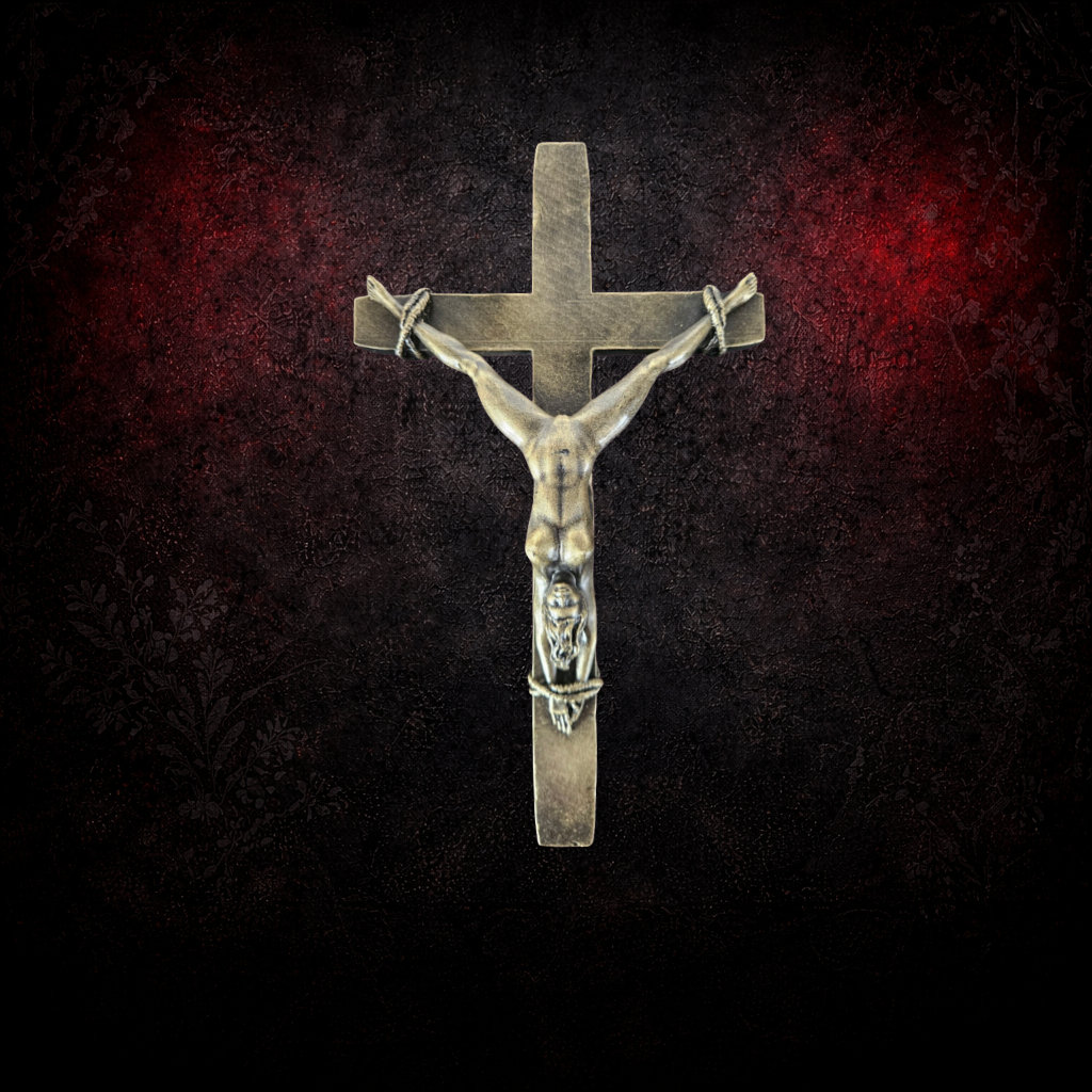 Gothic crucifix ornament featuring crucified woman dark decor