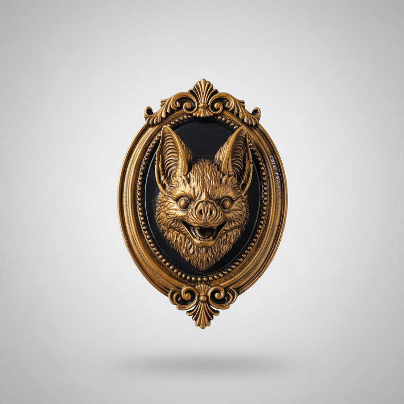 Gothic bat wall art with detailed sculpted bat and antique bronze finish