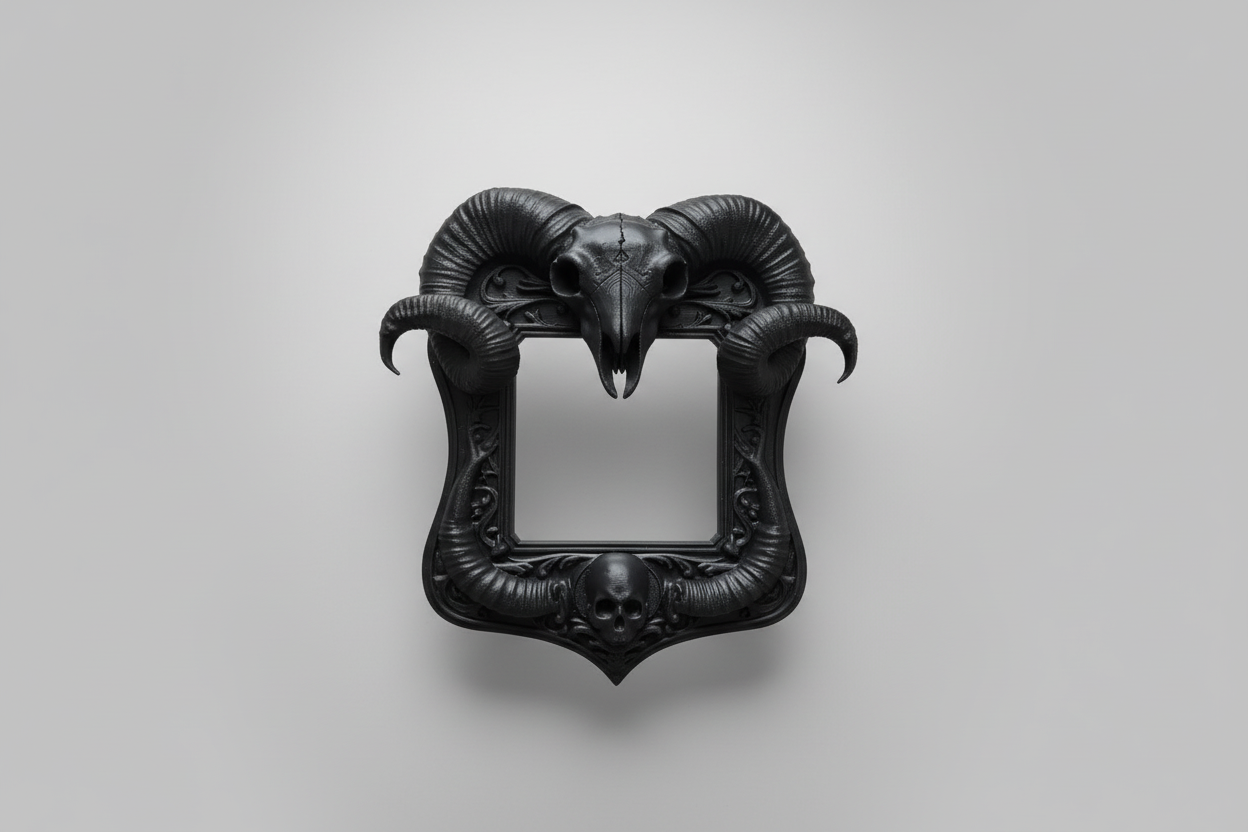 Dark ram skull switch frame for gothic home decor