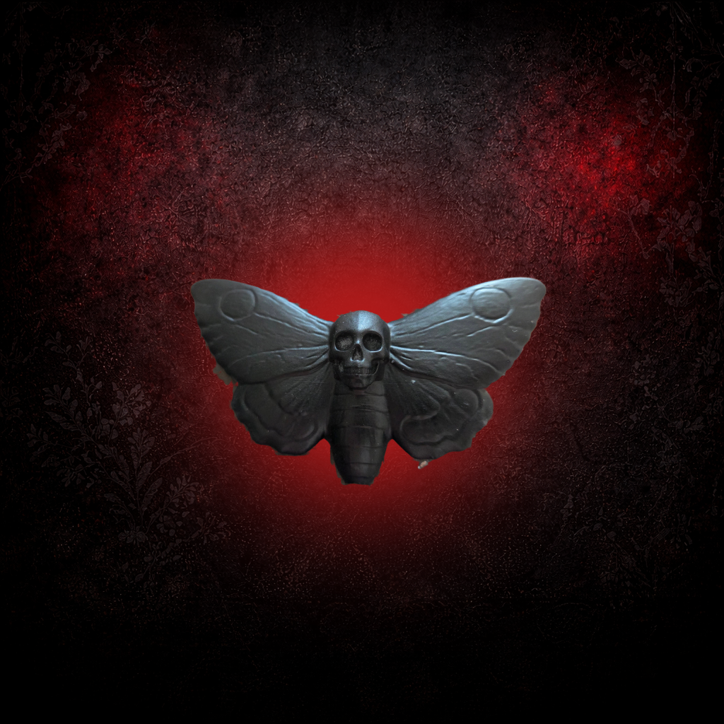 Gothic moth pull cord with skull pattern wings