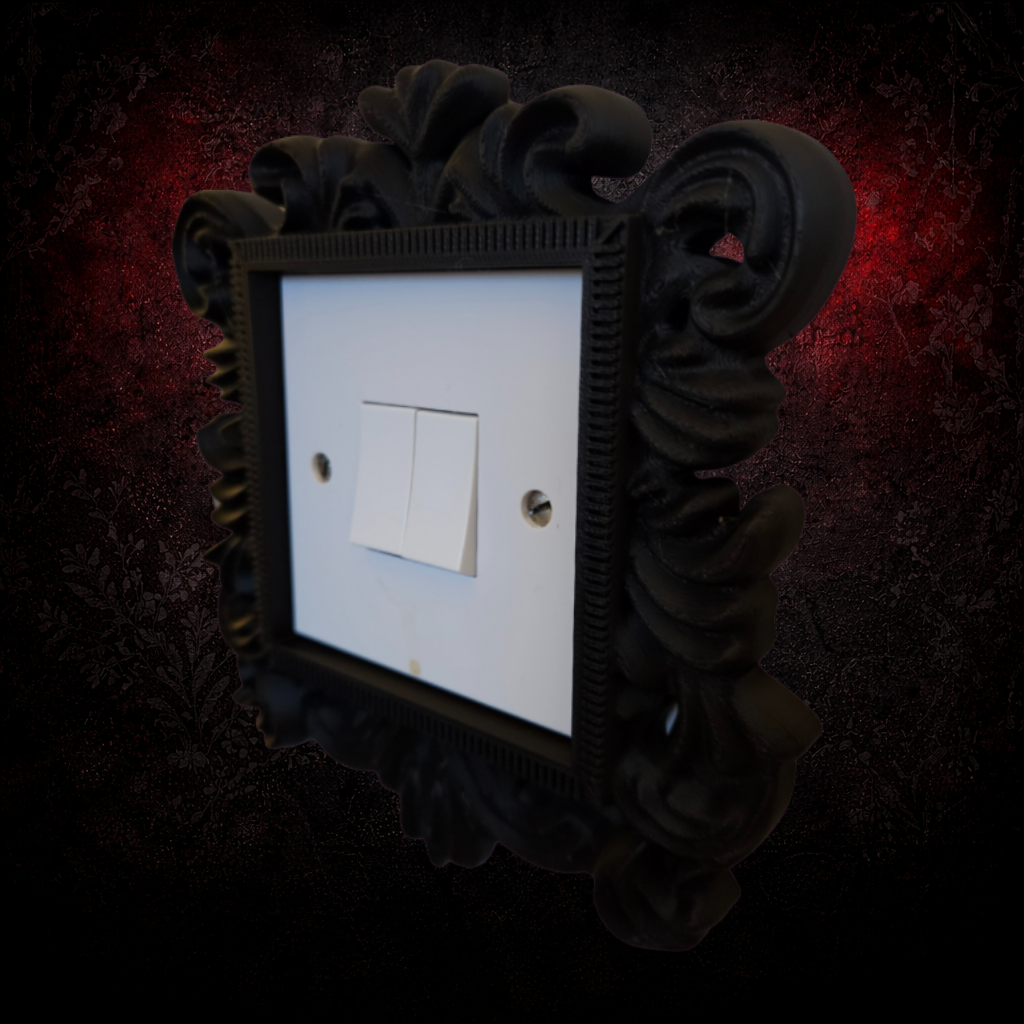 Decorative gothic light switch frame surround
