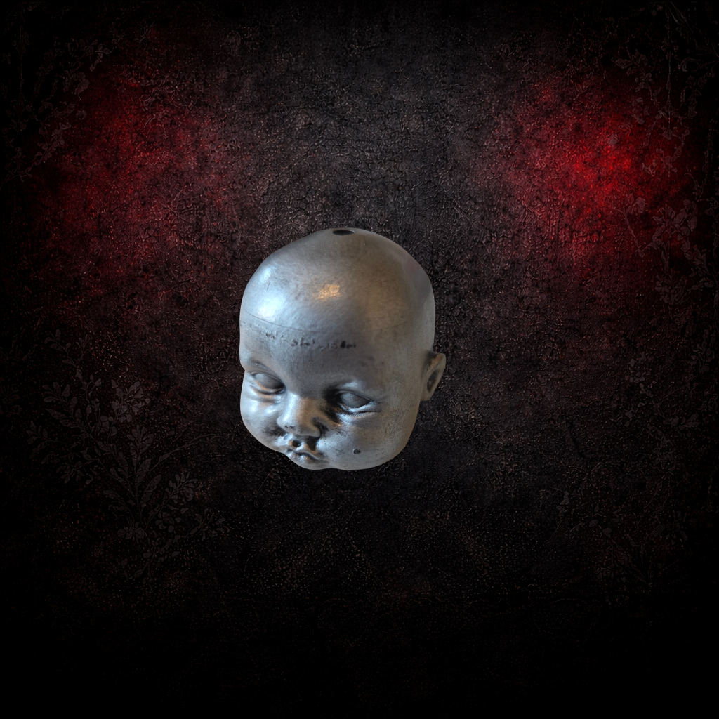 Doll’s Head Light Pull | Gothic Resin Ceiling Cord Pull | Hand Painted or Gloss Black