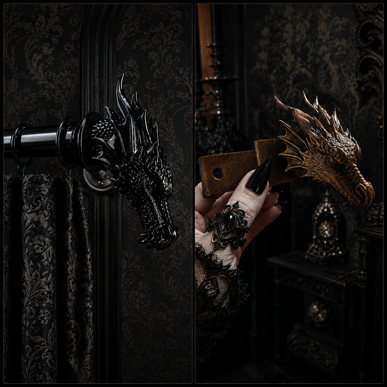 Complete Gothic Dragon Curtain Set