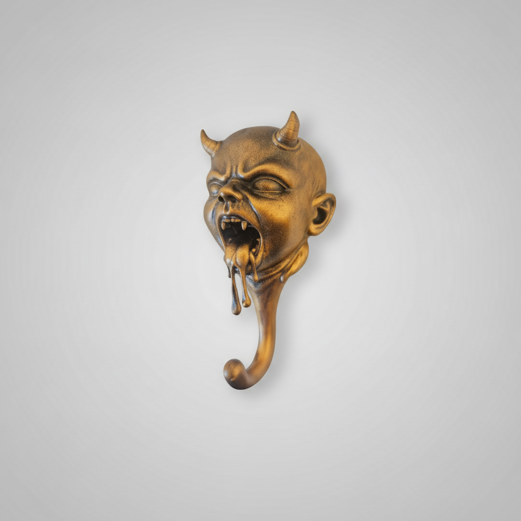 Drooling devil baby coat hook gothic wall decor