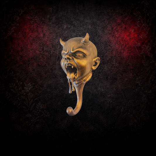 Drooling devil baby coat hook gothic wall decor