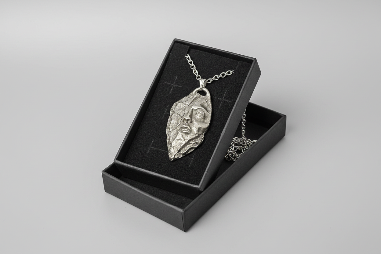 Emerging face pendant gothic jewellery