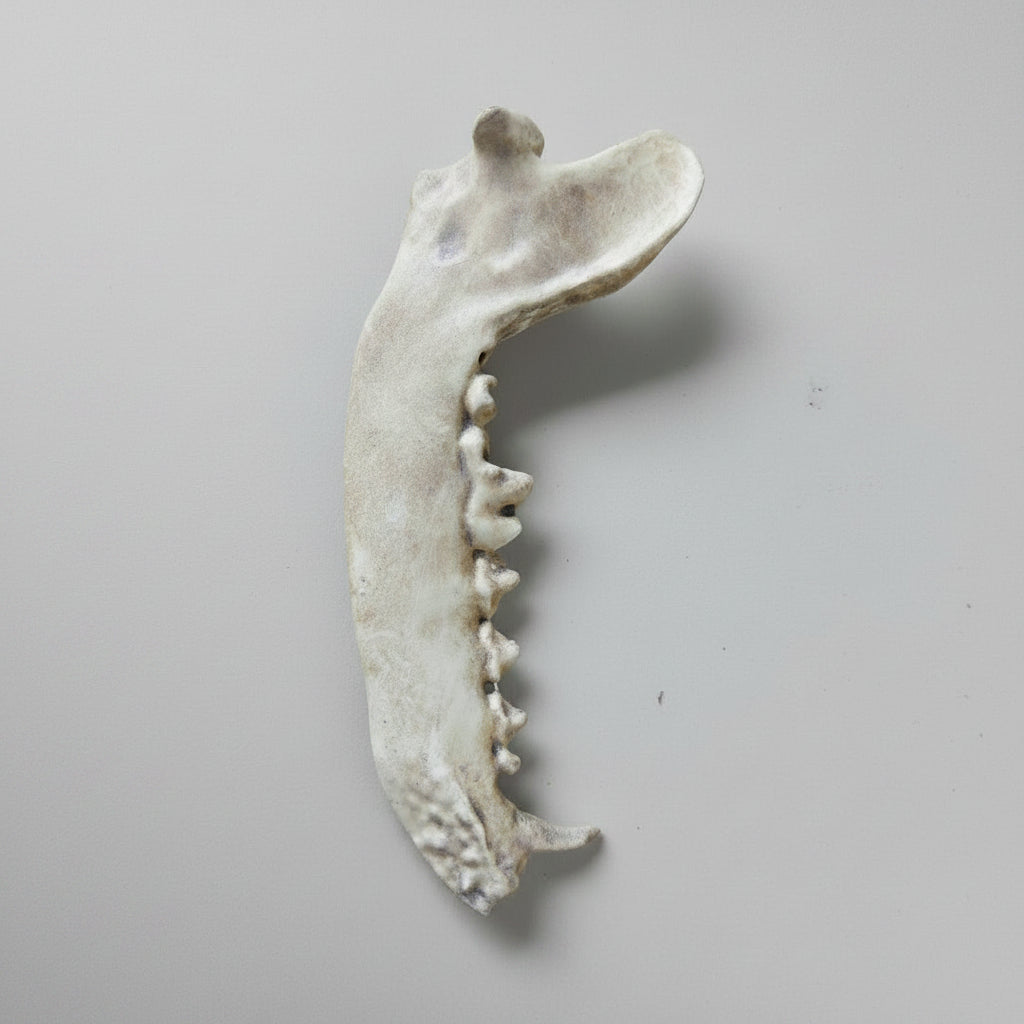 Hand painted faux fox jaw bone replica cast in resin with realistic aged bone finish