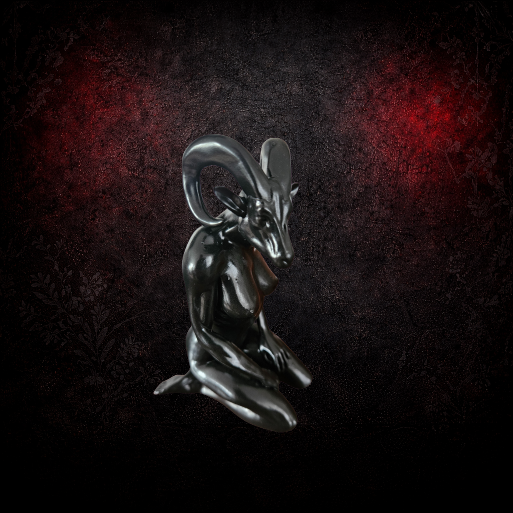 Female Baphomet lady statue hand painted gothic occult decor