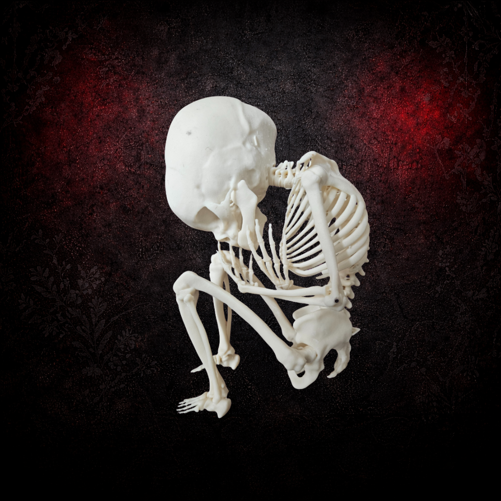 Macabre fetus skeleton oddity ornament for gothic decor