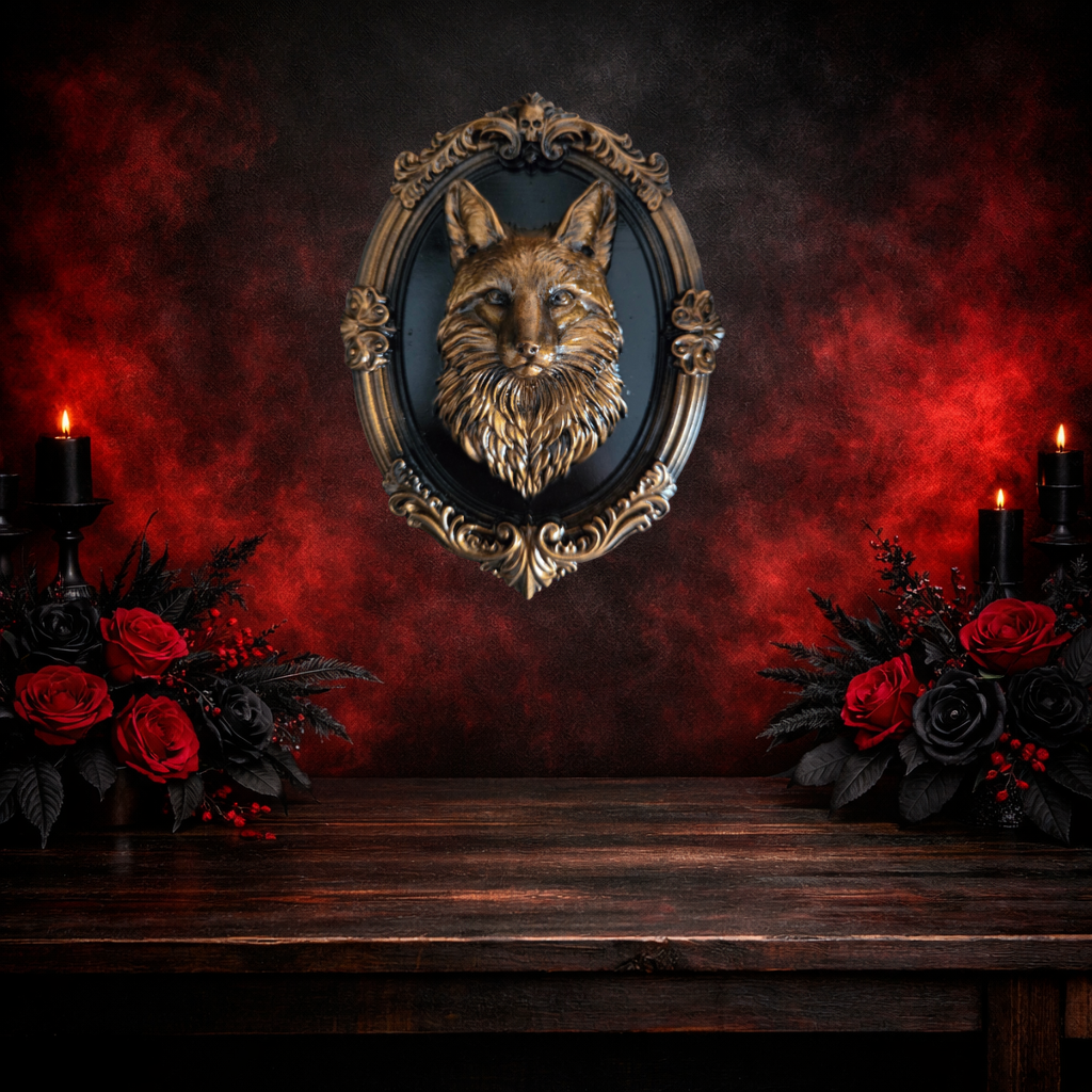 Gothic Baroque Fox Frame – Resin Printed & Hand Painted Wall Art – 3 Inch or 6 Inch