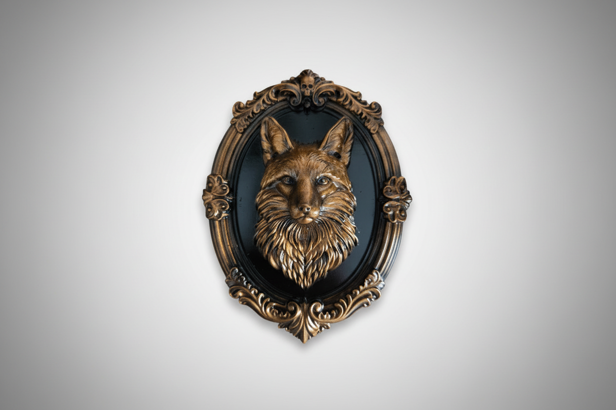 Gothic Baroque Fox Frame – Resin Printed & Hand Painted Wall Art – 3 Inch or 6 Inch