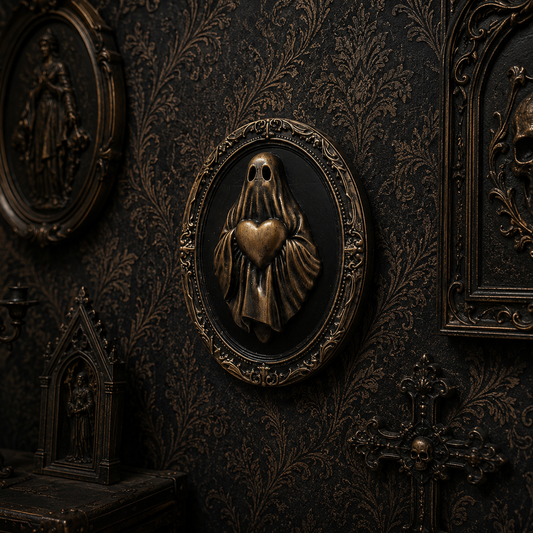 Bronze ghost frame featuring The Lover design, with a romantic gothic aesthetic and ornate detailing for alternative home decor.
