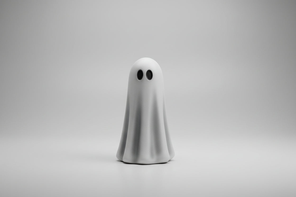 Ghost light pull hanging in bathroom adding cute gothic spooky decor