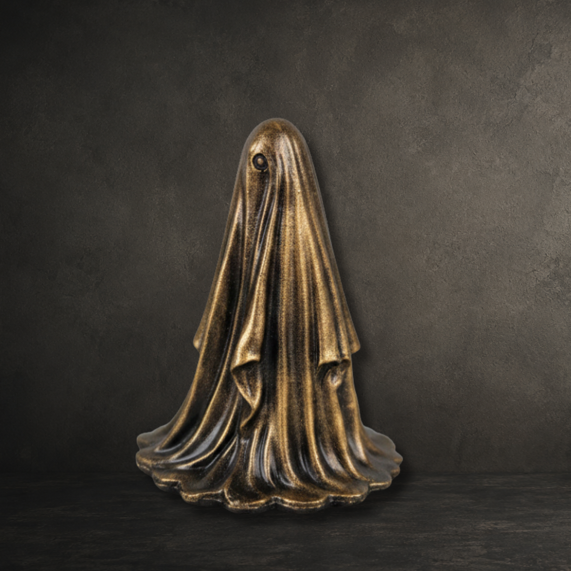Hand-painted metallic gold resin ghost ornament by Darkmoon Designs