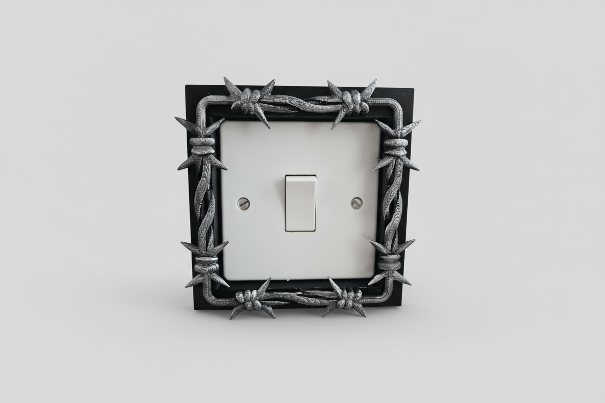 Gothic barbed wire light switch surround alternative wall decor