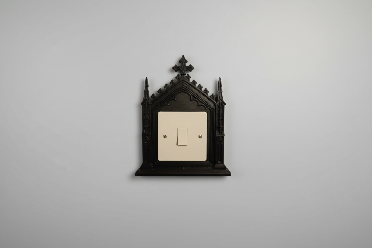Gothic cathedral light switch surround decorative wall frame