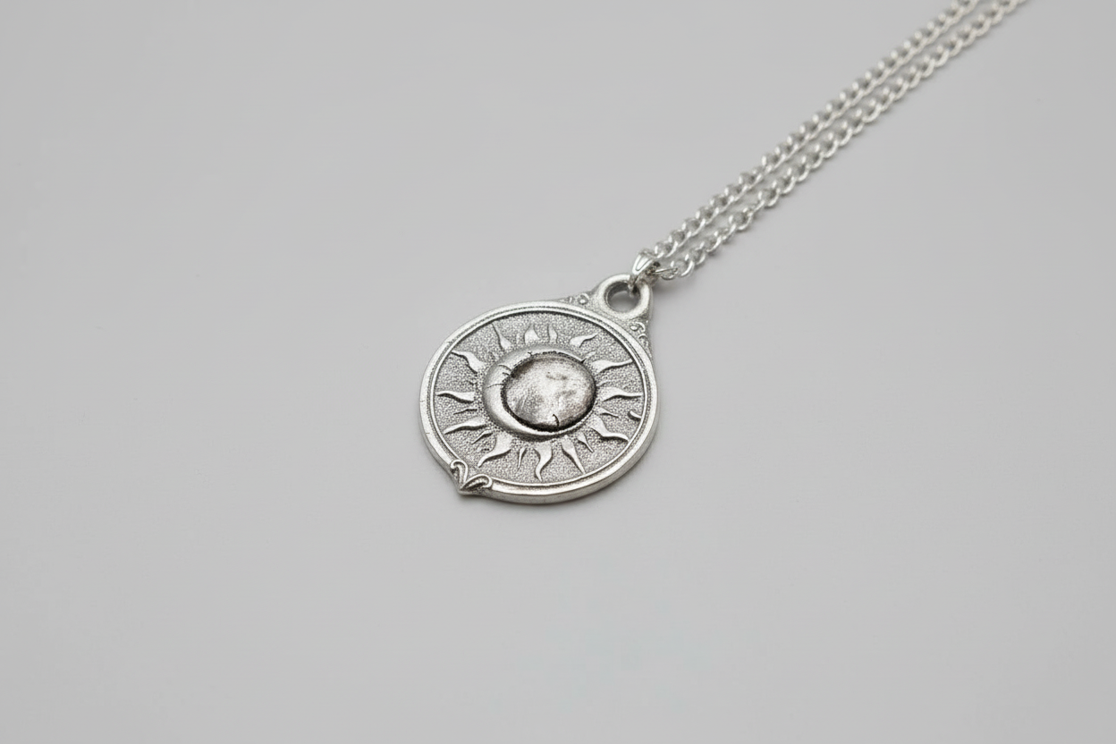 Dark celestial eclipse pendant necklace