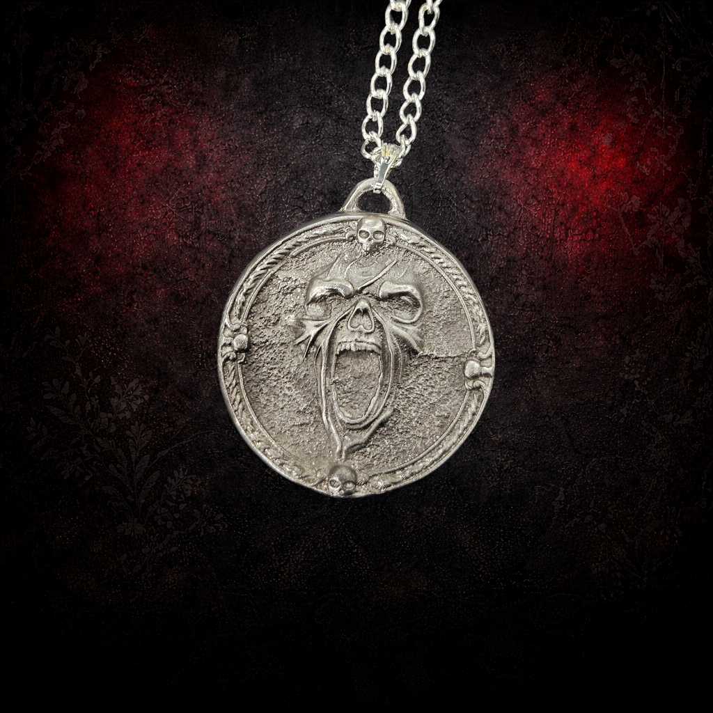 Gothic face medallion pendant necklace