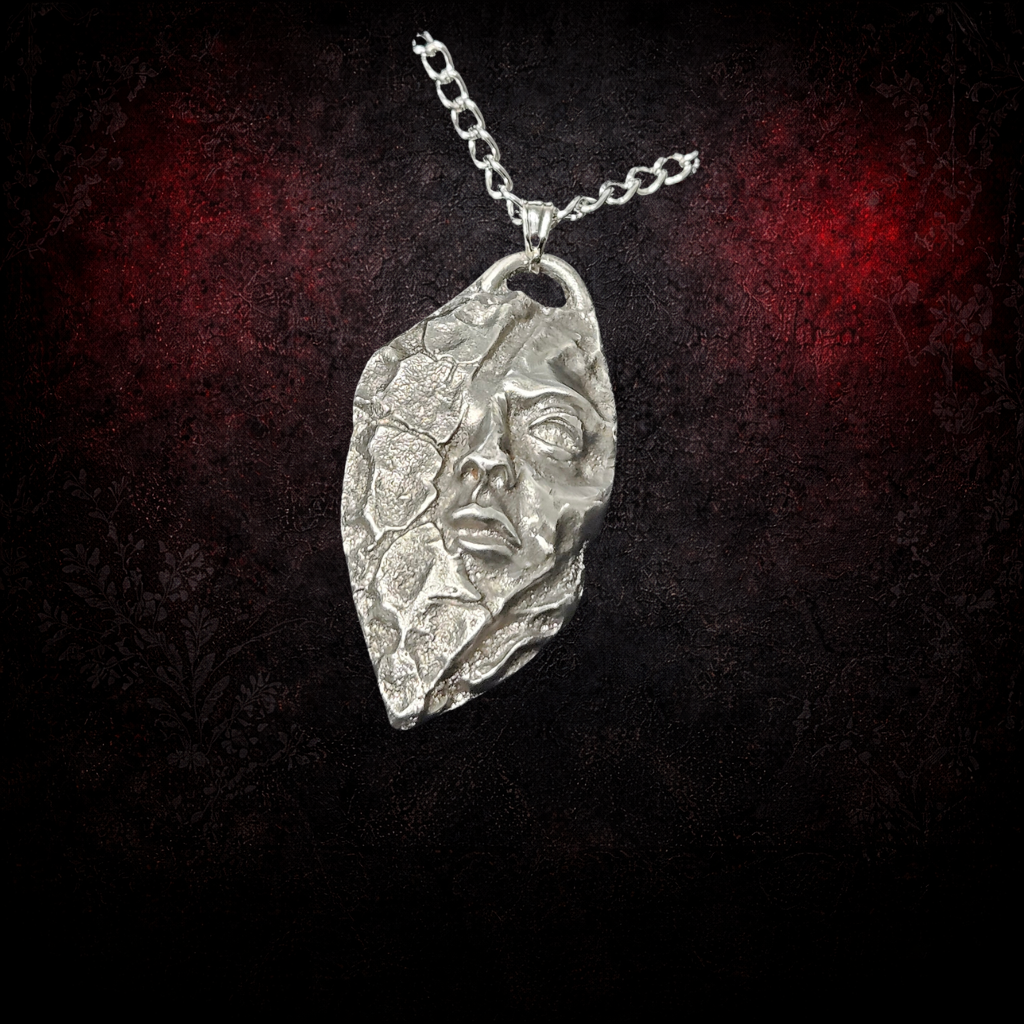 Sculptural face pendant alternative necklace