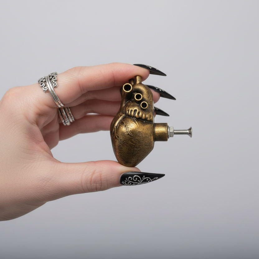 Gothic anatomical heart drawer knob dark decor
