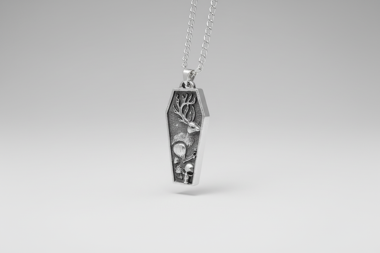 Gothic jackalope pendant folklore necklace